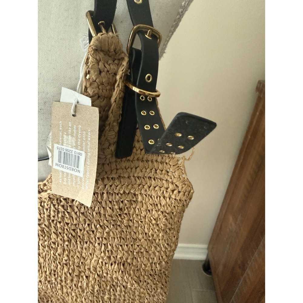 Madewell Straw Grommet Slouch Tote Natural Multi Raffia Bag NWT $168 Flaw - Picture 4 of 14